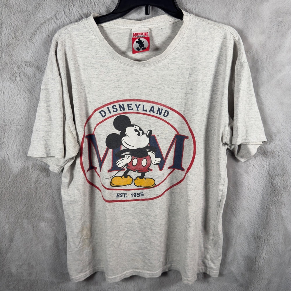 Vintage Disneyland Mickey‎ Mouse Double M Graphic T Shirt XXL Gray Made In USA
